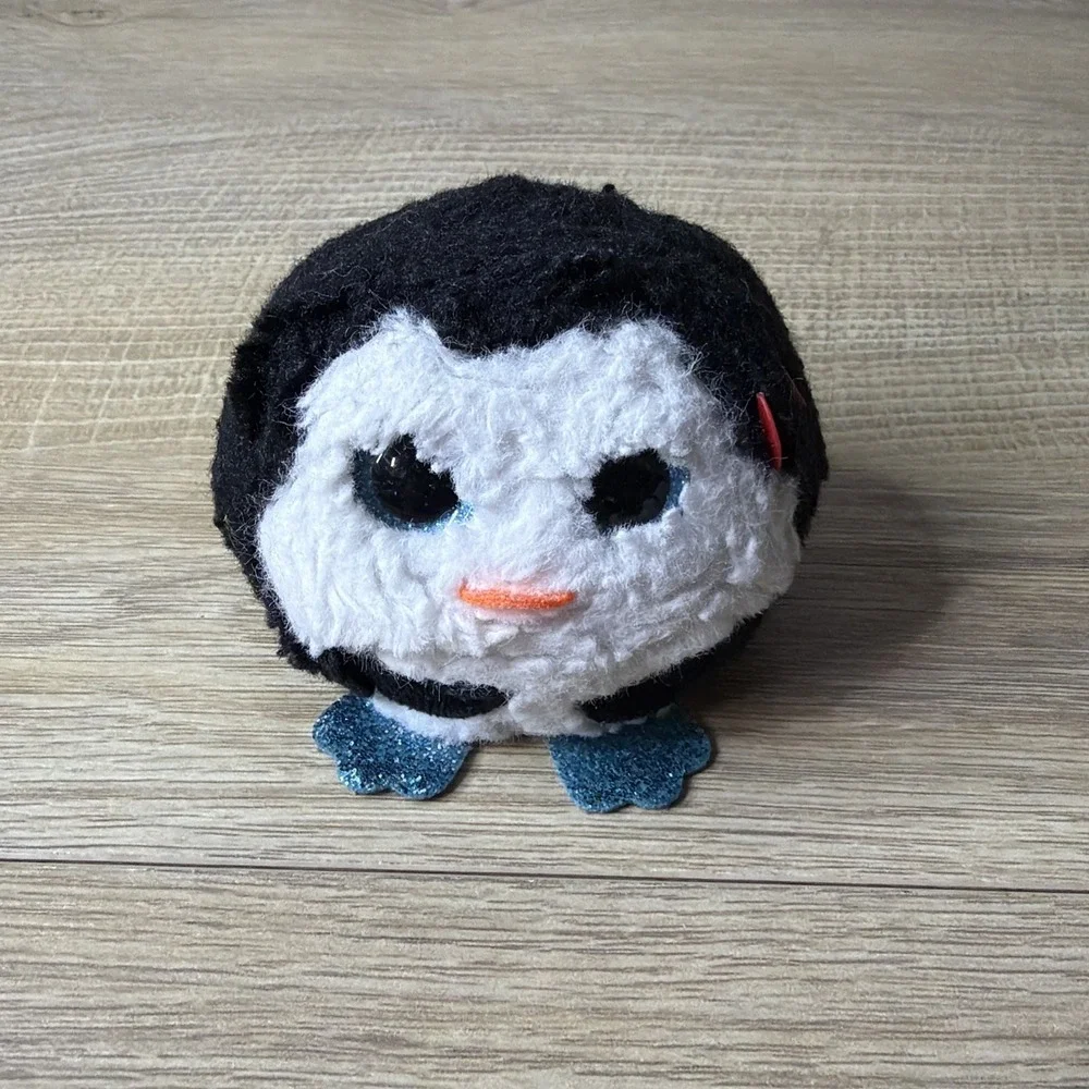 Ty Puffies Waddle Penguin Plush Sparkle Beanie‎ Boos Round Cute Black White Soft